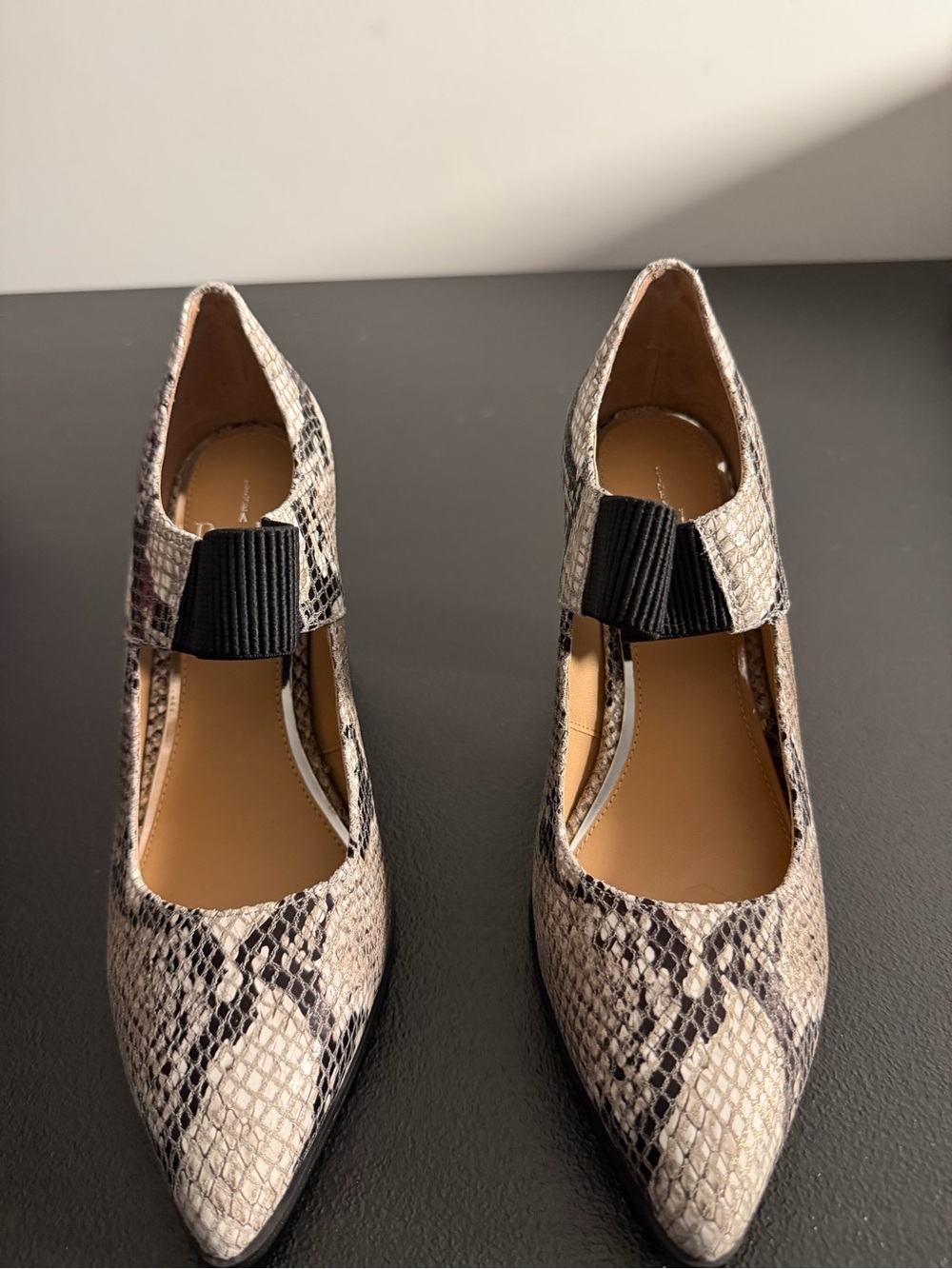 Paolo Snake-Print Pointed Pumps with Black Elastic Strap
